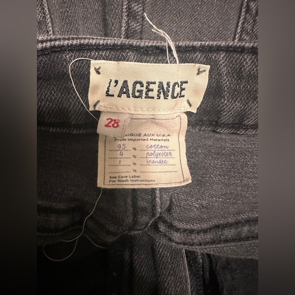 L’Agence Audrina Straight High Rise Jeans Vintage Black Worn Distressed 28 - Picture 5 of 6